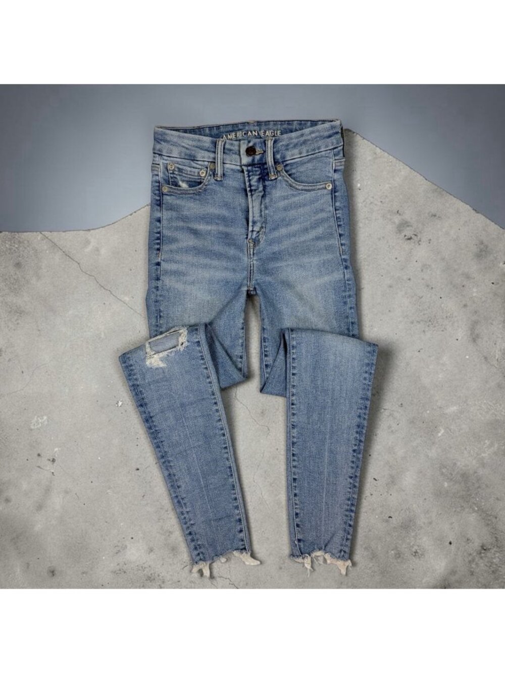 American Eagle Super Hi Rise Jegging Size 00 Skinny The Lu(x)e Jeans Distressed